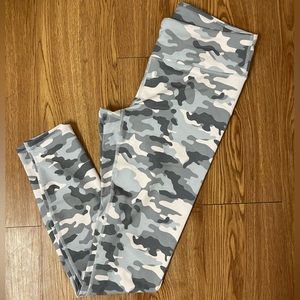Fabletics Pink and Grey Camo Powerhold Leggings